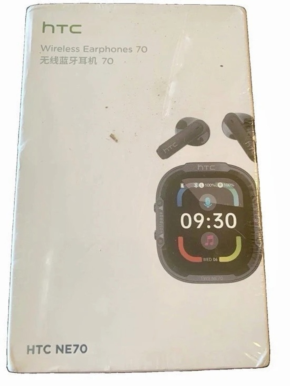 HTC NE70 Wireless Earbuds AI Translation Bluetooth Touchscreen Case White NEW